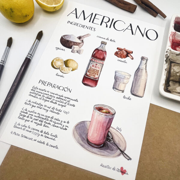 ilustración receta del americano