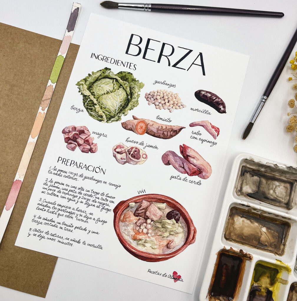 ilustración receta de berza